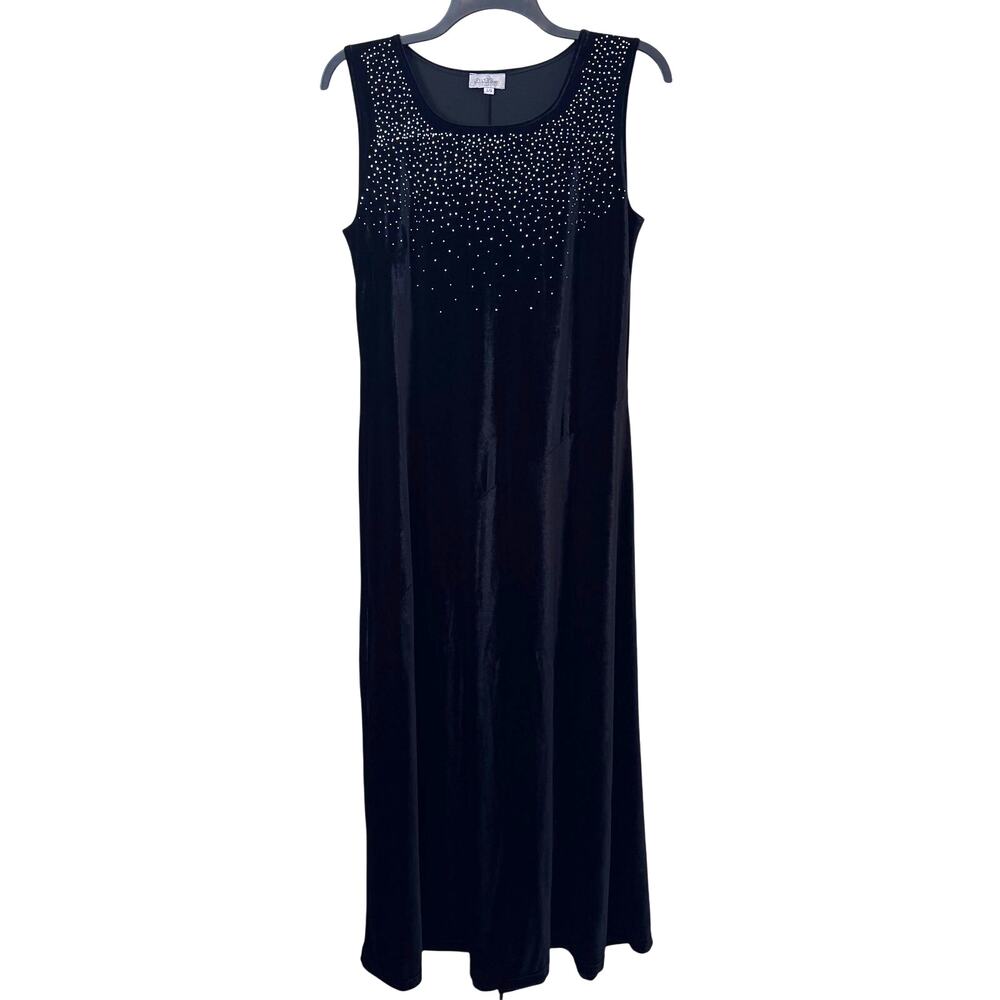 Di Marco Vintage Velvet Maxi Dress Women’s L Rhinestone‎ Sparkle Whimsigoth 90s